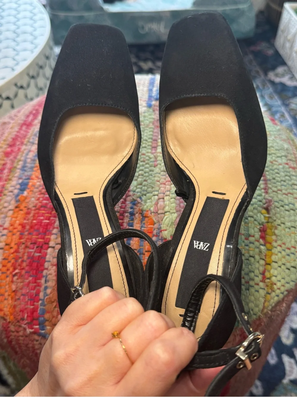 ⚫️▪️ Zara Black Ankle-Strap Block Heels ▪️⚫️
